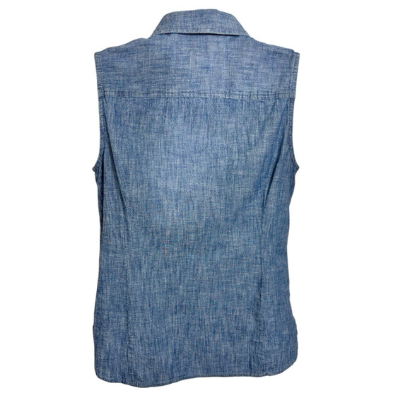 Women's Tommy Hilfiger Chambray Denim Button Front Sleeveless Shirt Sz Small Top - Picture 6 of 7